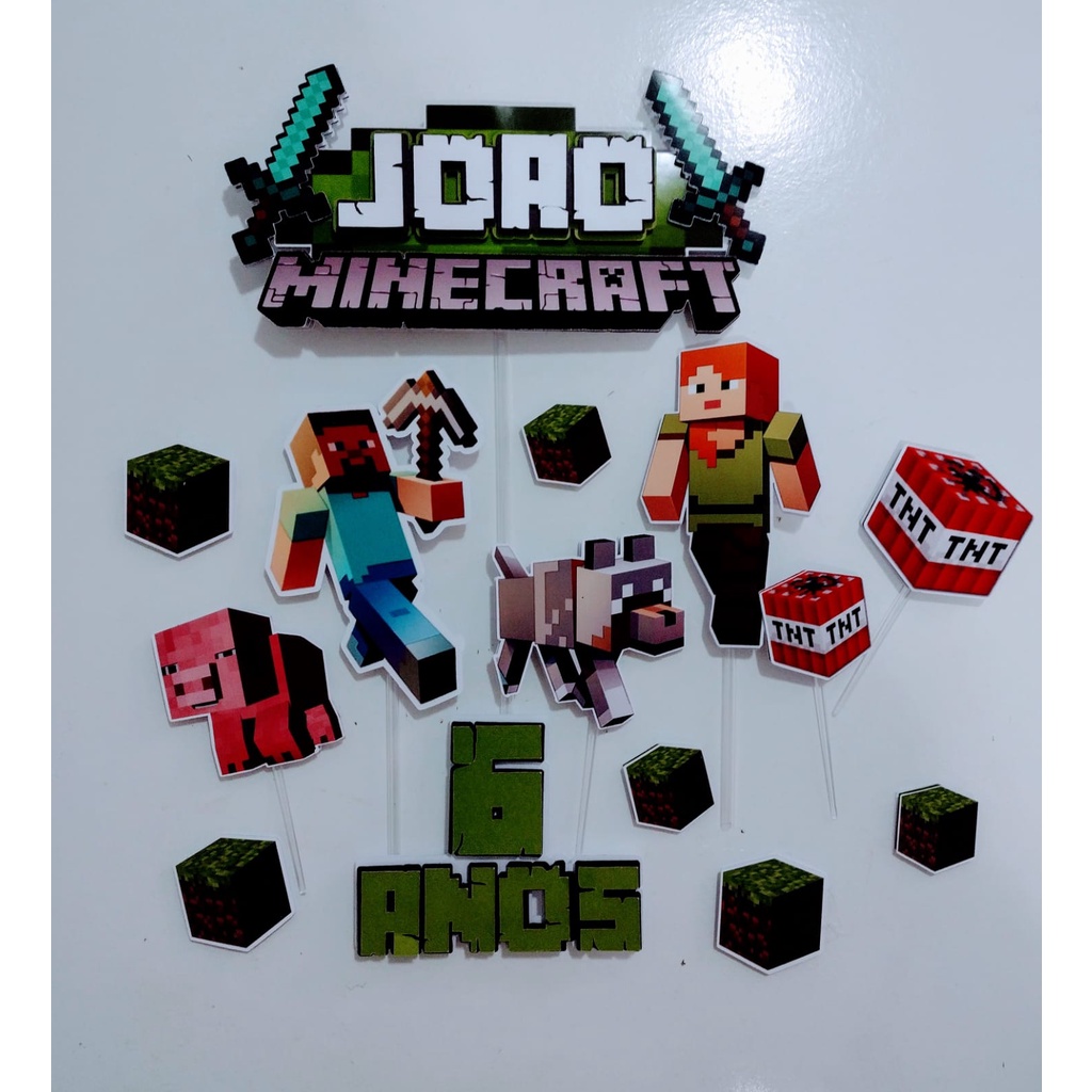 Topo de Bolo Minecraft Personalizado