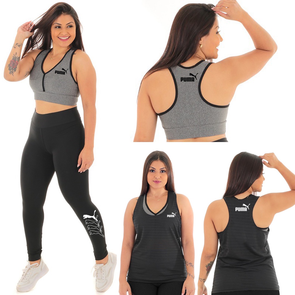 Kit Tops Fitness Puma Modal Stretch - 2 unidades - Feminino em Promoção