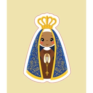 19 Apliques de Nossa Senhora - com fita banana atrás para colar em tubetes, caixinhas, latinhas