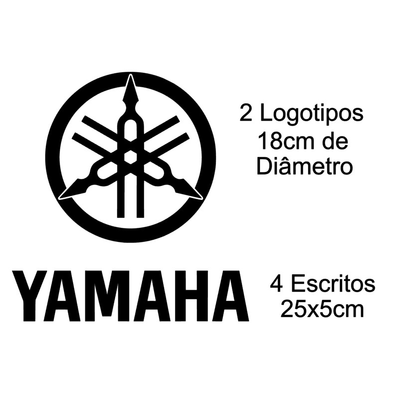 Adesivo Yamaha Combo : 2 Logotipos Grandes 18cm e 4 Escritos YAMAHA 25cm - várias cores disponíveis