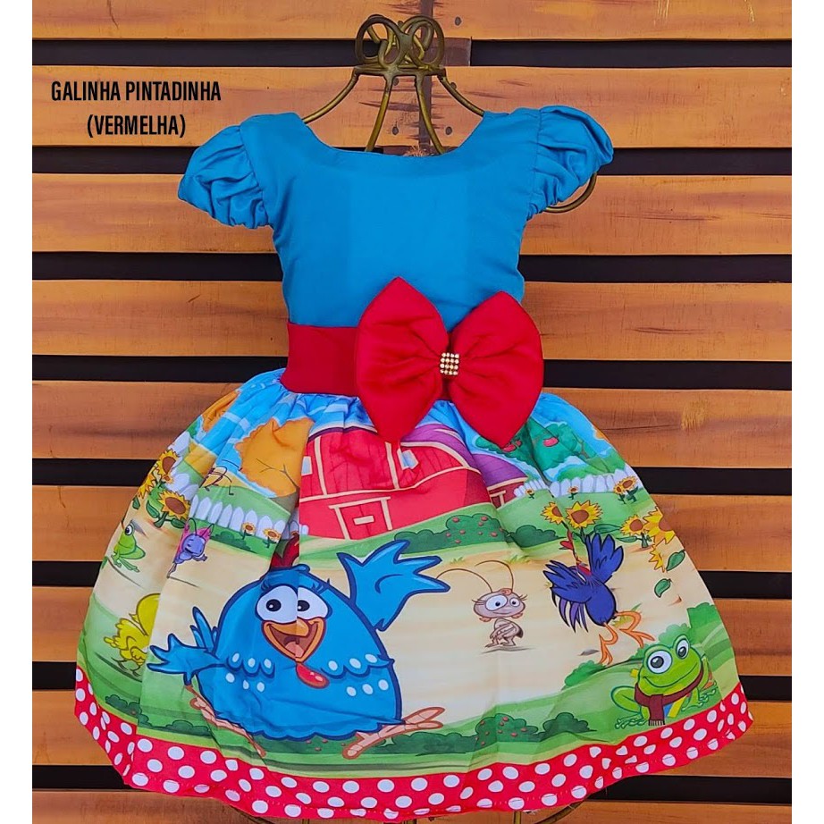 Vestido de festa infantil da clearance galinha pintadinha