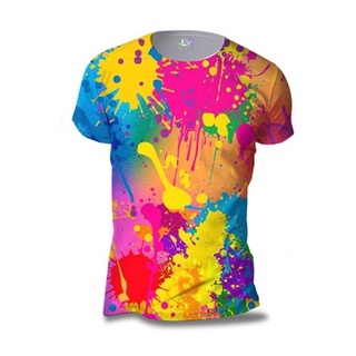Moda Paint Drip Splatter T Shirts Com Estampa De Letras Masculino