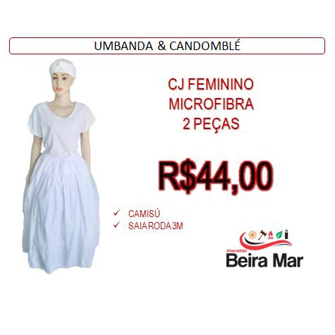 ROUPA UMBANDA CONJUNTO FEMININO MICROFIBRA PROMO CANDOMBLÉ