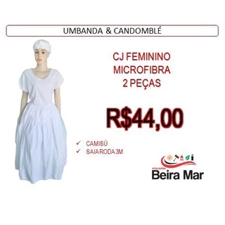 ROUPA UMBANDA CONJUNTO FEMININO MICROFIBRA PROMO CANDOMBLÉ