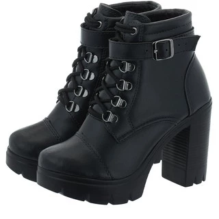 Coturno Feminino Bota Plataforma Detalhe em Fivela