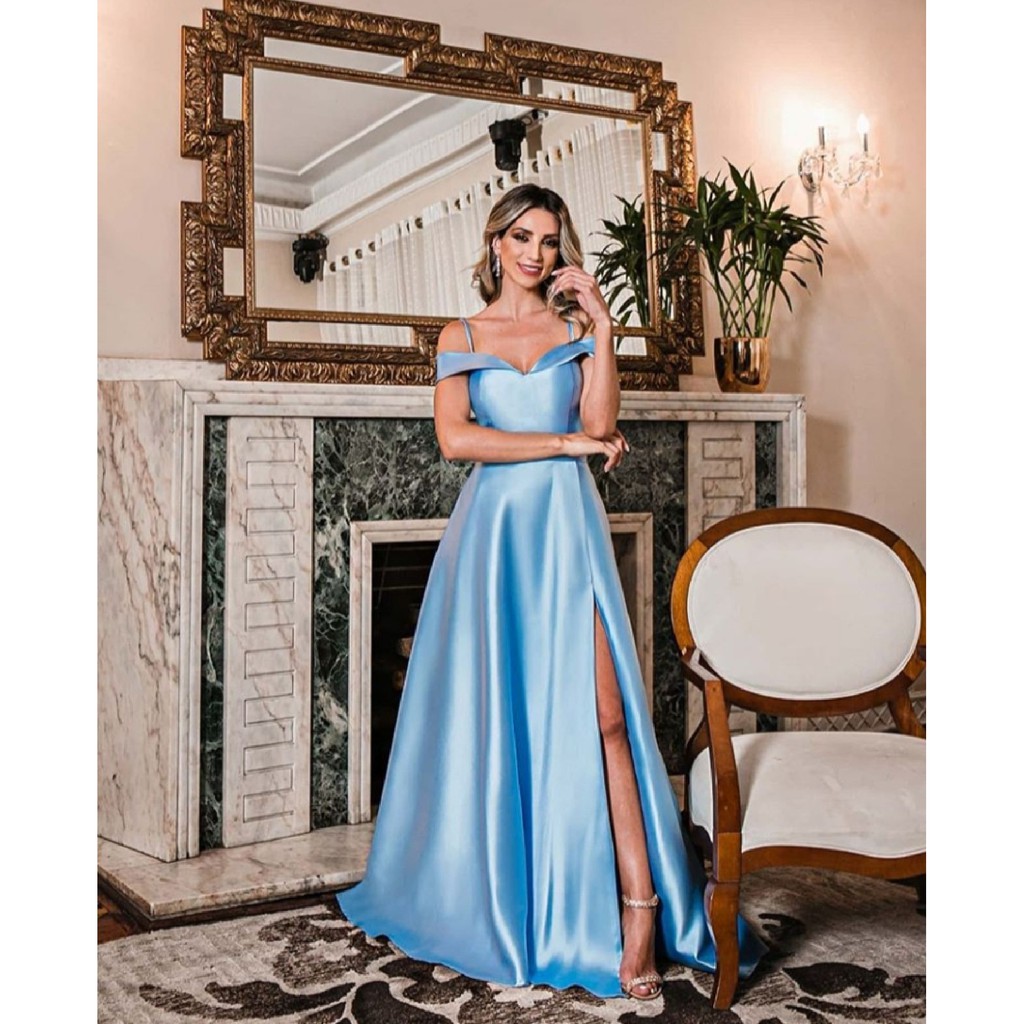 Vestido de seda store azul