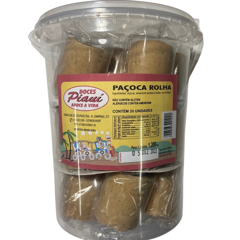 Pote Paçoca Rolha - 1,2kg - Contém 20 Unid | Shopee Brasil