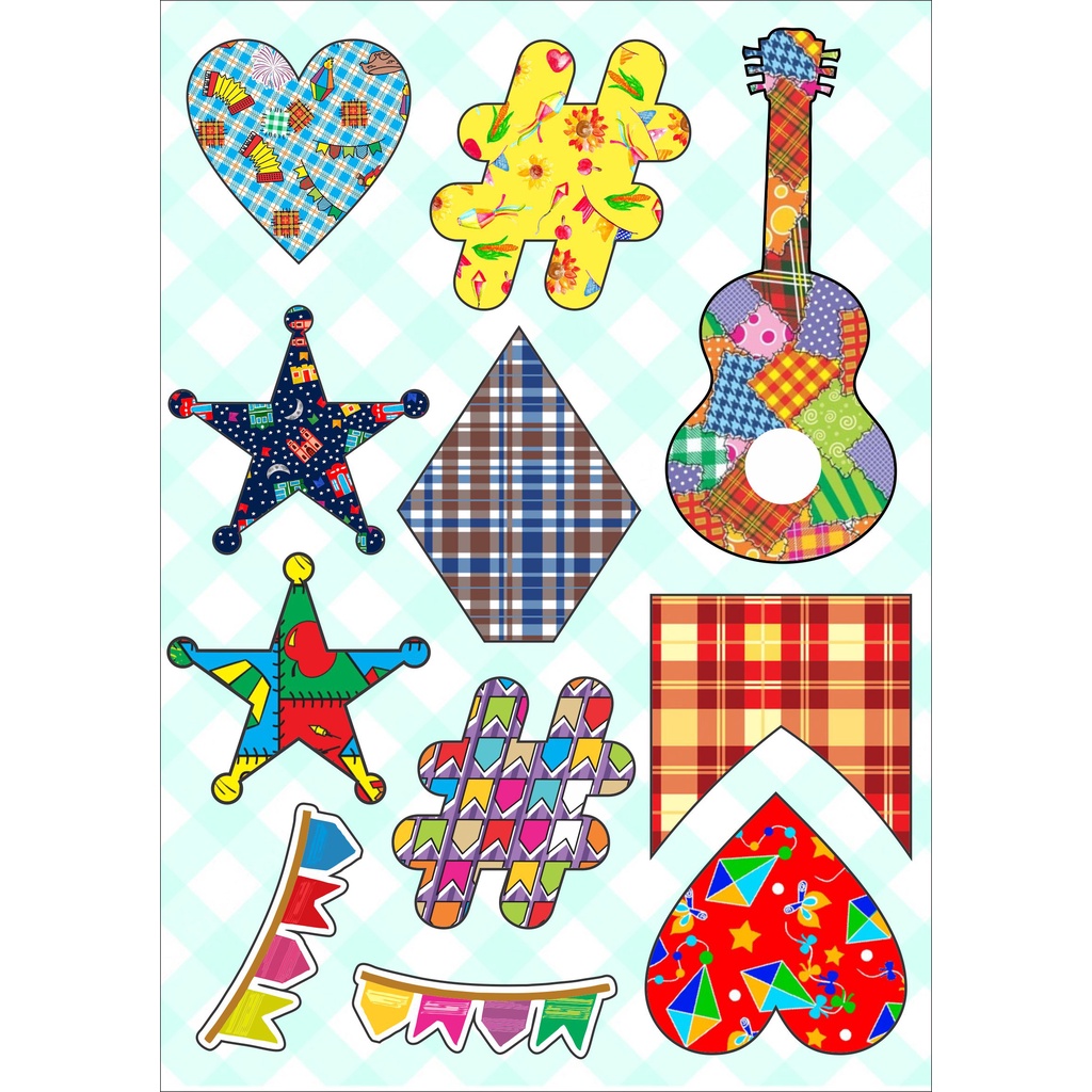Aplique para Festa Junina - 11 Adesivos para colar na roupa | Shopee Brasil