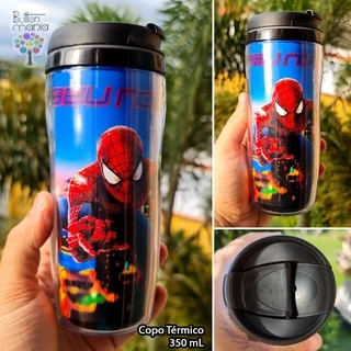 Copo Térmico Heróis MARVEL Personalizado (com seu nome) Capitão América, Hulk, Homem Aranha
