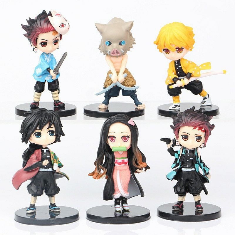 Coleção 6 Action Figure - Demon Slayer Bonecos Kimetsu no Yaiba