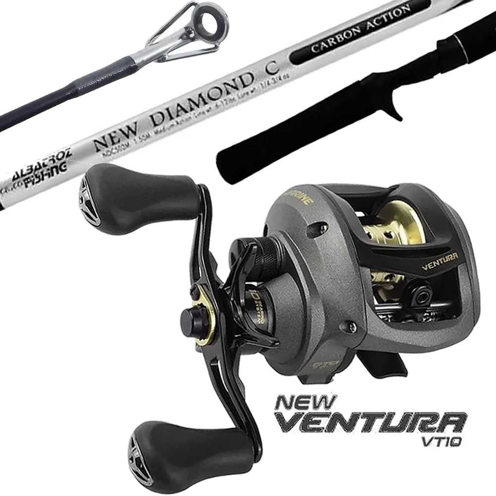 Carretilha Marine Sports Ventura Vt10 10 Rol + Vara Carbono