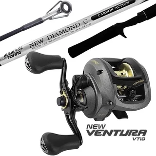 Carretilha Marine Sports Ventura Vt10 10 Rol + Vara Carbono