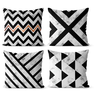 Kit 4 capas de almofadas decorativas mármore preto