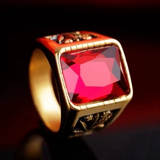 Nova Moda Rubi Ouro 18K Jóias De Aço Inoxidável Para Homens Acessórios