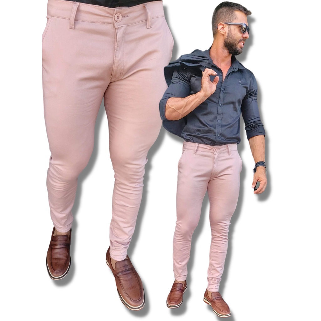 Calça social sales rosa masculina