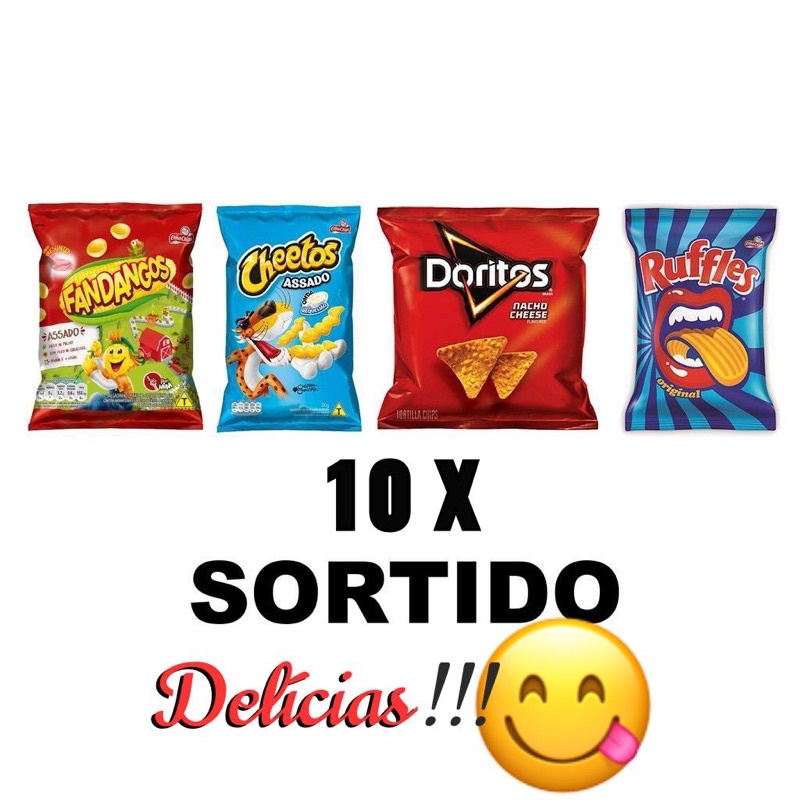 Kit 10x pacotes de Salgadinho Biscoito Batata Elma Chips Ruffles