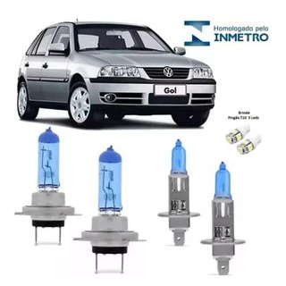 Kit Lampada Super Branca Gol G3 Farol Alto Baixo Foco Duplo + Brinde