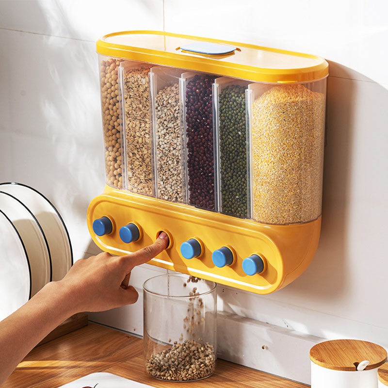 [Wall-Mounted Dry Food Storage Dispenser Dispensador De Grãos De Alimentos Secos Caixa De Arroz Organizador De Doces