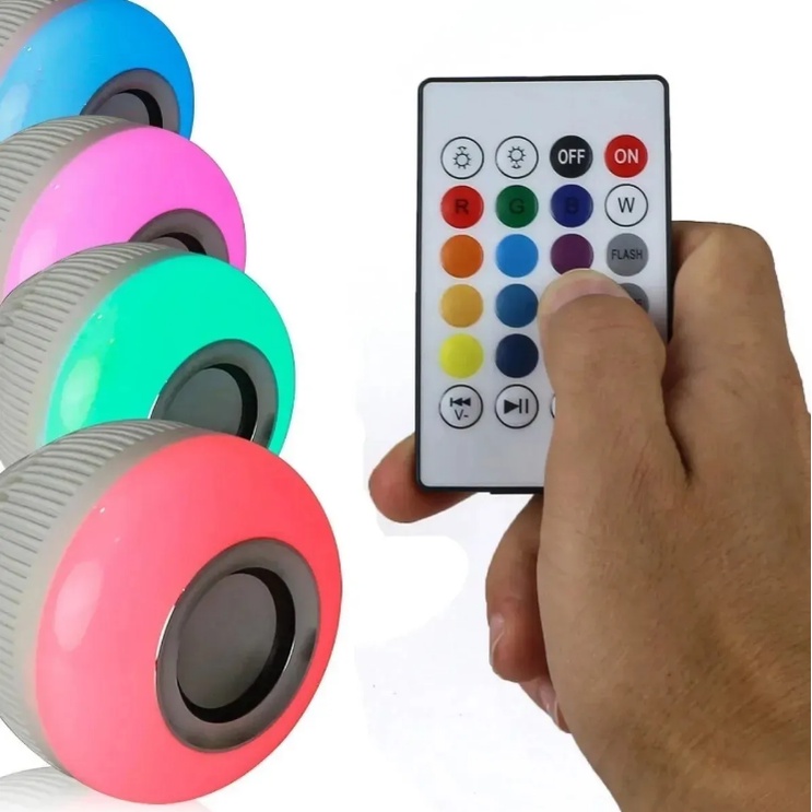 Lâmpada Bluetooth Led RGB + Som + Controle Remoto