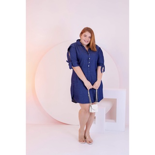 Vestido Chemise Jeans Plus Size Acinturado Feminino Adulto Verão Casual