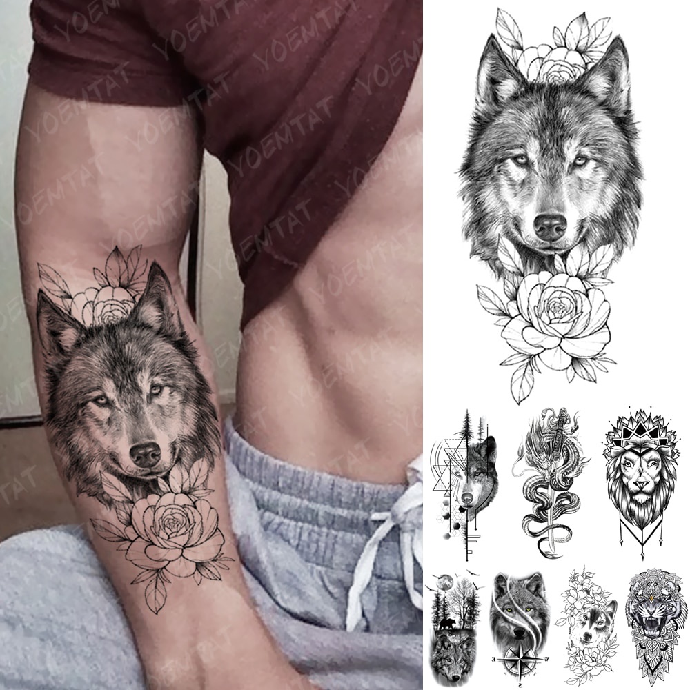 New Leão Masculino Impermeável Tatuagens De Tatuagens Braço De Braço De Mão  Legal Arte Preta Relógio De Transferência Tattoos Temporários De  Szincocomiss, $3,26