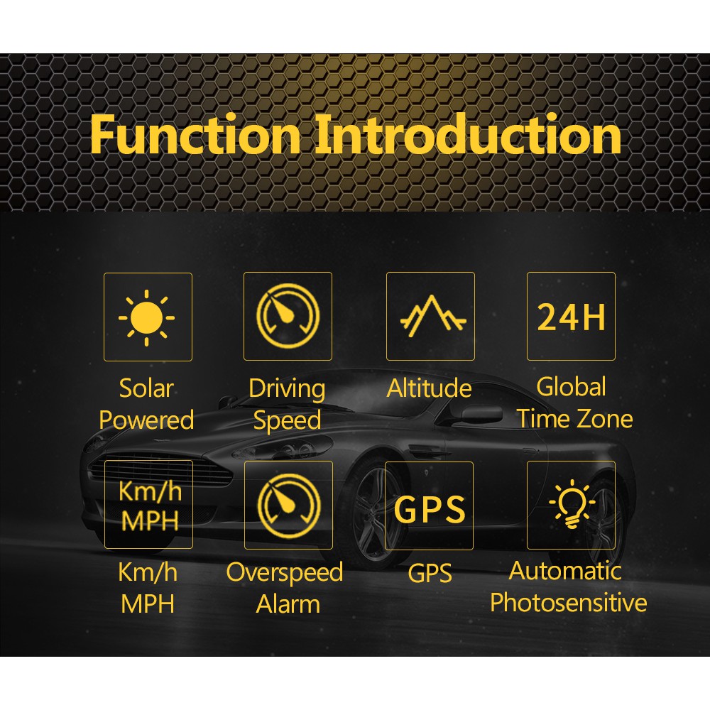 AUTOOL X100S HUD GPS Head Up Display with Solar Panel Digital ...