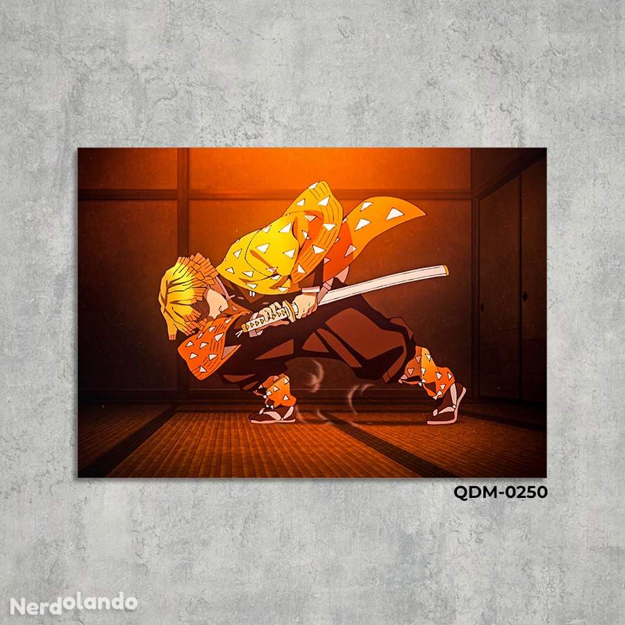 Quadro Metalizado Zenitsu Art Demon Slayer Anime Placa Decorativa Bril