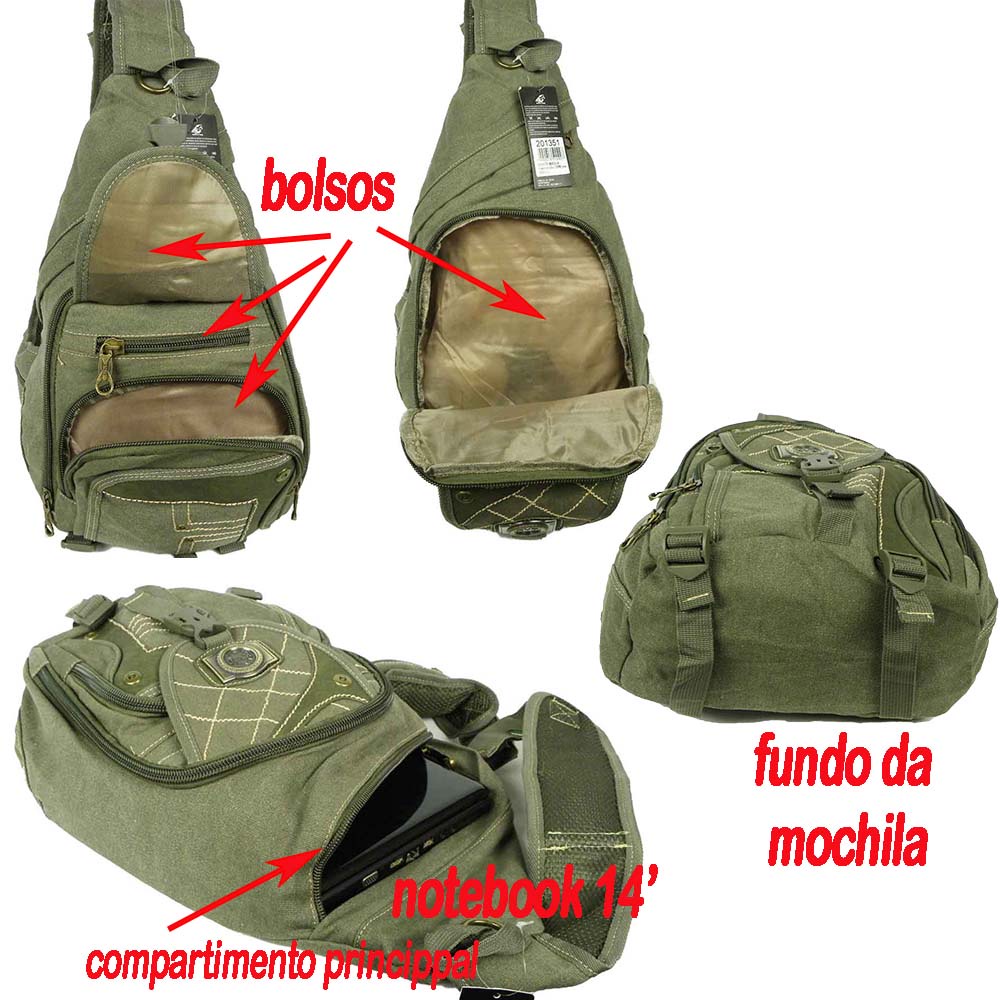 mochila transversal lona 20 L keuven ciclista moto trilhas