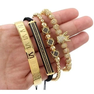 Conjunto de Pulseira 4 Pcs Masculino E Feminina Luxo