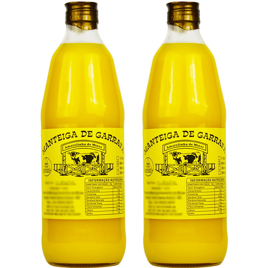 Kit 2 Manteiga De Garrafa Requeijao Clarificad Ghee Mineira da Terra 600ml - Promocao