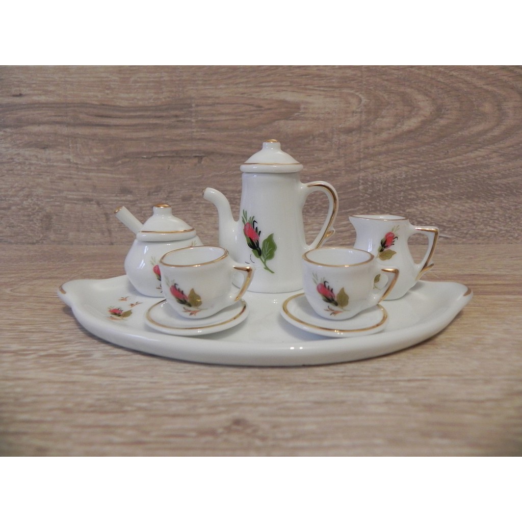 Miniatura Mini Aparelho Café Miniatura Porcelana Decoração Enfeite