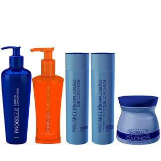 Kit Explosão de Cachos, Cabelos Comportados 350ml e Fluído140ml Probelle