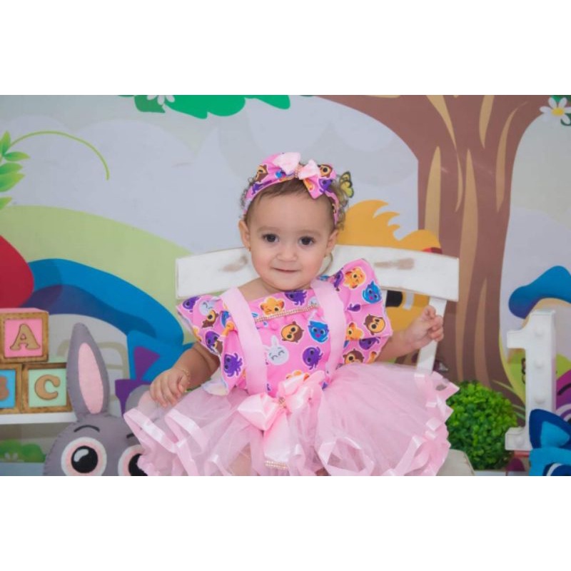 Vestido Infantil Nude Bebê Luxo Festa Aniversário Princesa - Rosa Charmosa  Atacado