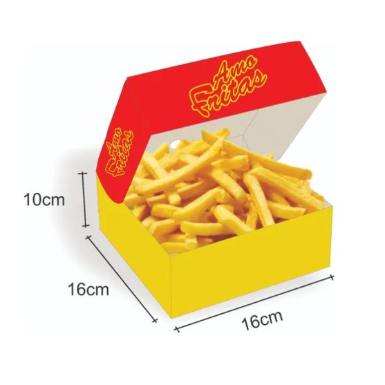 Caixa Embalagem Batata Frita Viagem Delivery / Tamanho Grande - 50 Unidades