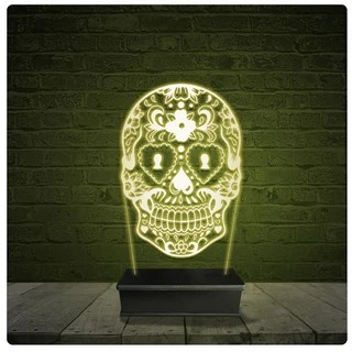 Led Luminária Acrílico Abajur - Caveira Mexicana Masculina