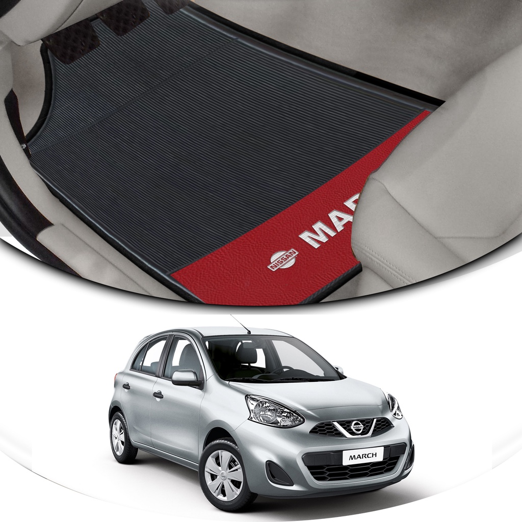 Tapete de borracha Base Vermelho 4 Peças Automotivo Nissan March