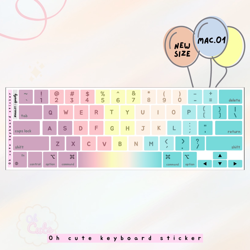Paleta Estética De Adesivos Para Teclado Ln Qwerty-Oh Cute Sticker ...