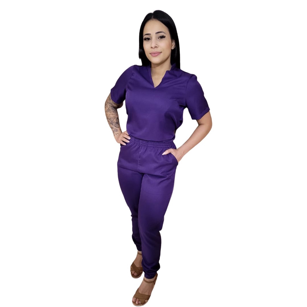 Conjunto pijama Scrub Cirurgico Hospitalar Jogger Premin Gabardine ...