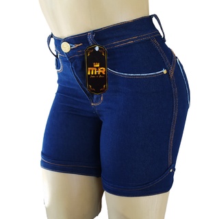 Bermuda Jeans Meia Coxa Feminina Cintura Alta Lycra Shopee Brasil