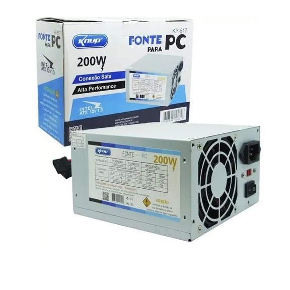 Fonte de alimentação para PC Knup KP-517 200W prata