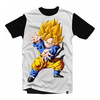 Camiseta Branca Filho Son Goku Dragon Ball Z Mangá Goten #