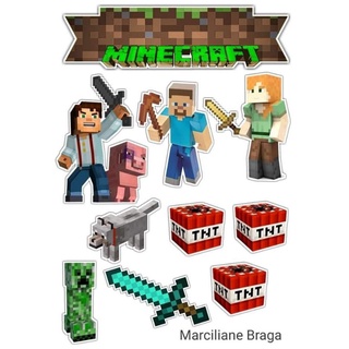 topper bolo minecraft em Promoção na Shopee Brasil 2023