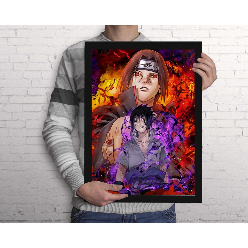 Naruto Shippuden Quadro A3 - com Acrílico Na Frente (Tamanho 45.5