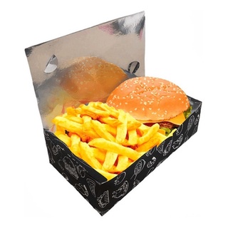 100 Embalagem Cx Combo Hambúrguer E Batata Frita