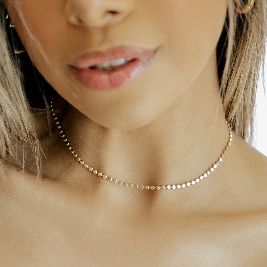 Colar Choker Recursos clássicos Folheado Banhado A Ouro 18k Prata 925 ...