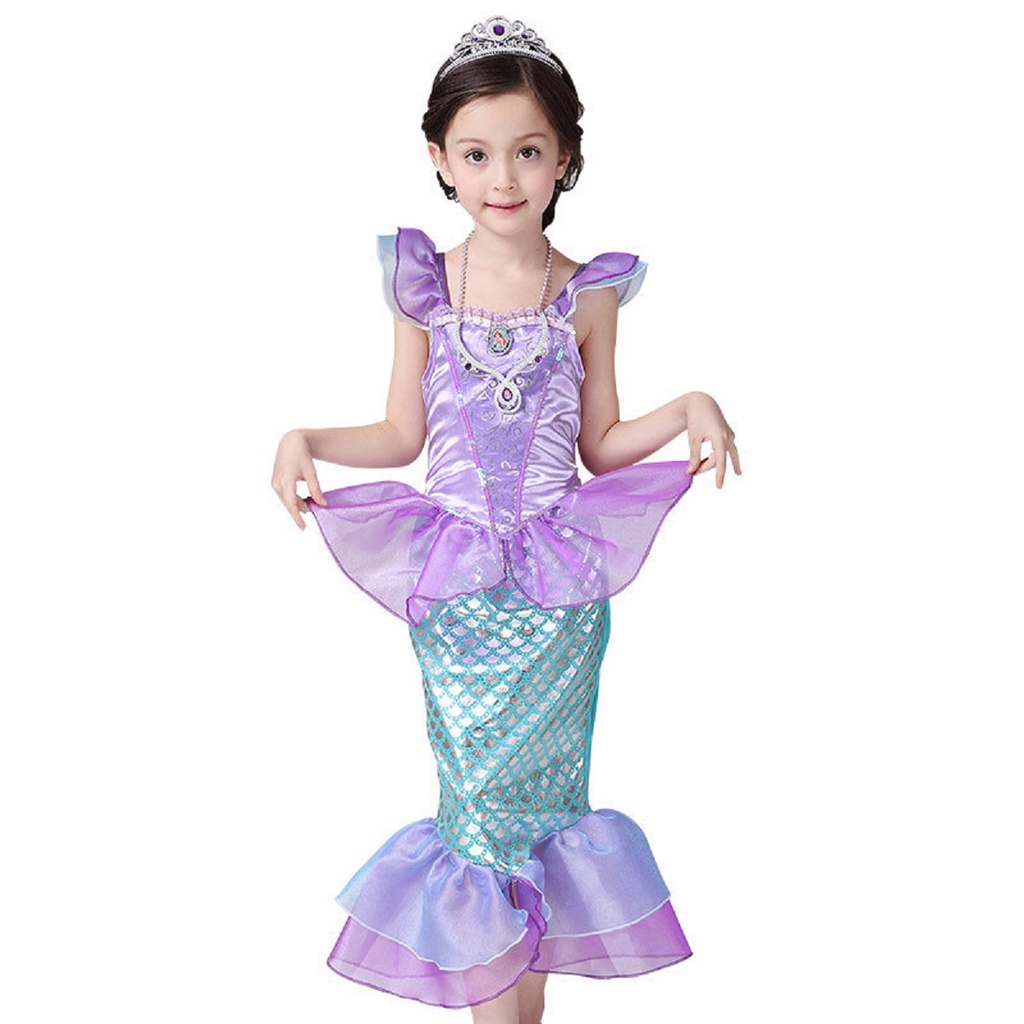 Vestido Princesa Sereia, roupa sereia reutilizável para meninas, Vestido  princesa para meninas com bandana para festa aniversário Halloween Maijia