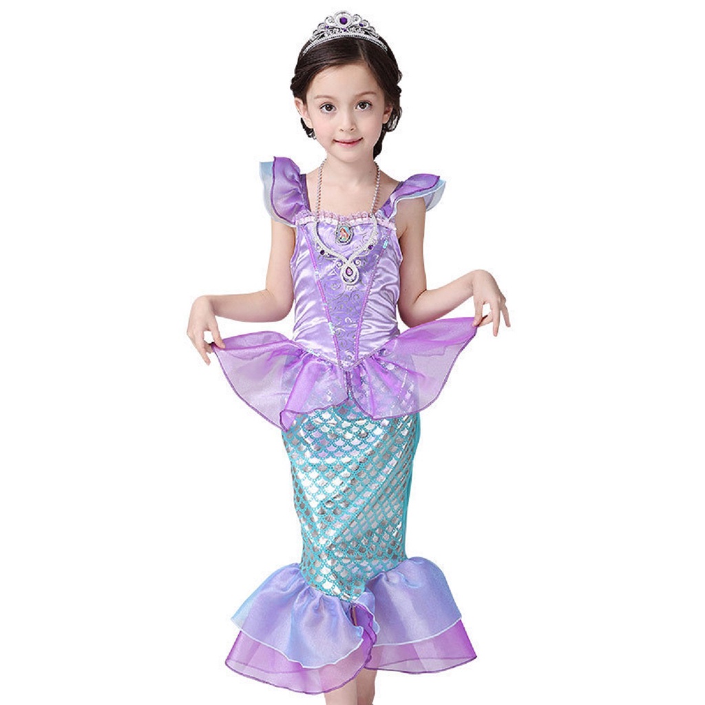 Sereia Infantil, Conjunto roupa sereia reutilizável para meninas,Vestido  Tutu para Meninas para Concurso Aniversário Festa Casamento Fovolat