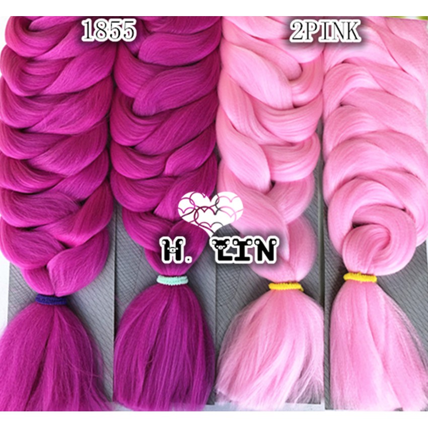 Kanekalon Jumbo Tranças Box Braid Twist Cor 2pink rosa bebe marca H. Lin  165gramas 208cm