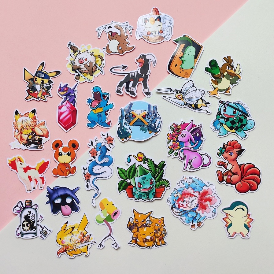 Adesivos Pokémon Pack 20 à 50und Pack Figurinha Pikachu Bulbasauro Charmander Squirtle