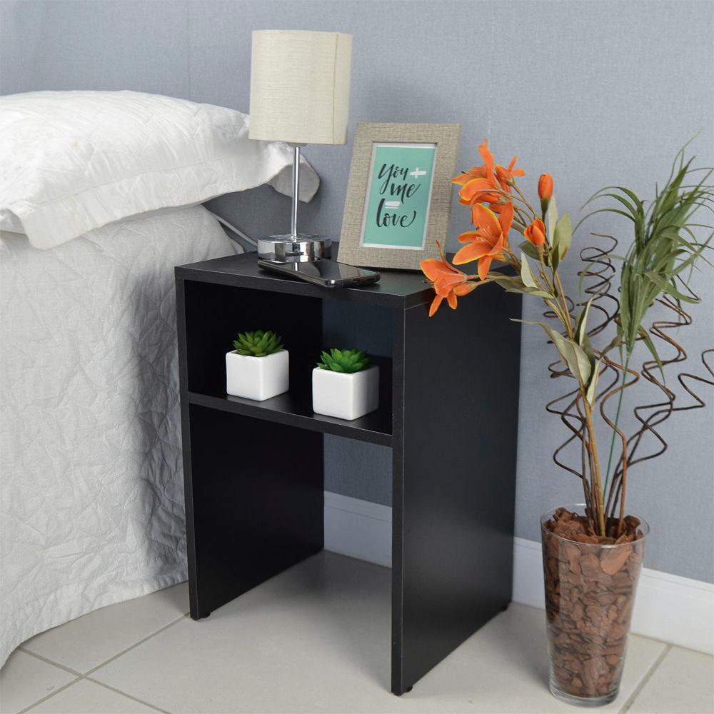 Mesa de Cabeceira Cama Solteiro Quarto Sala 35cm Preto